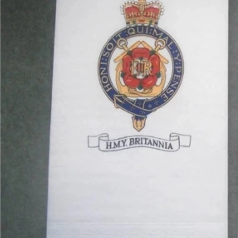 Britannia Crest Tea Towel, The Royal Yacht, Britannia, Edinburgh, Embroidered.